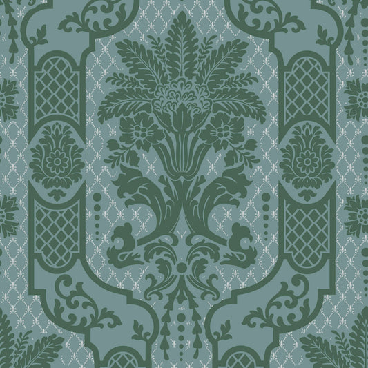 Mitchell Black Columnar Bloom Wallpaper - Blue Jade