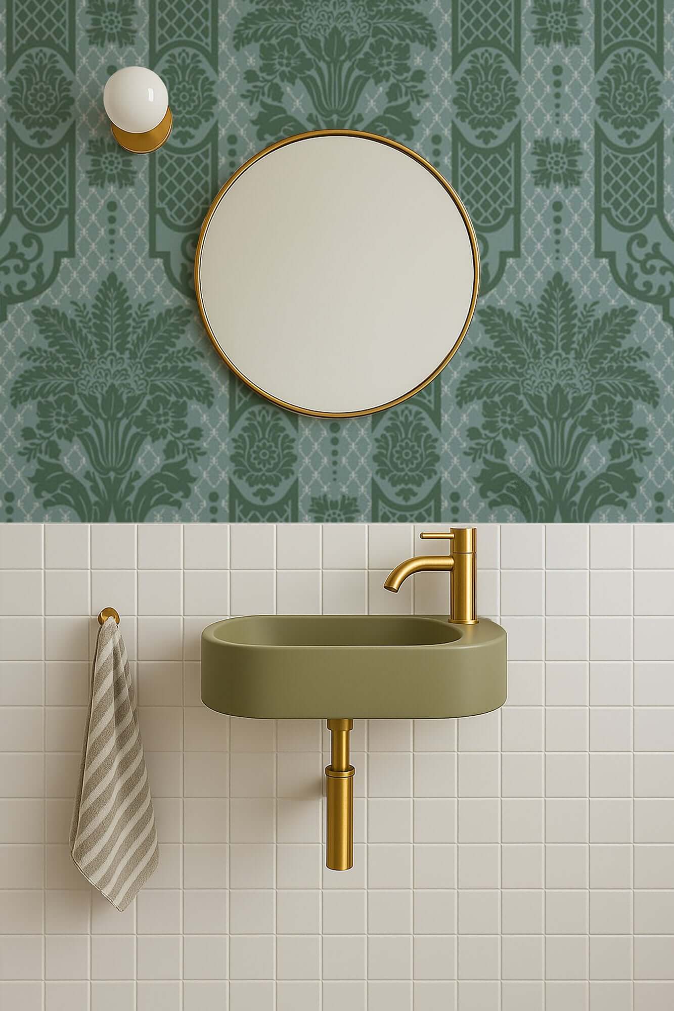 Mitchell Black Columnar Bloom Wallpaper - Blue Jade