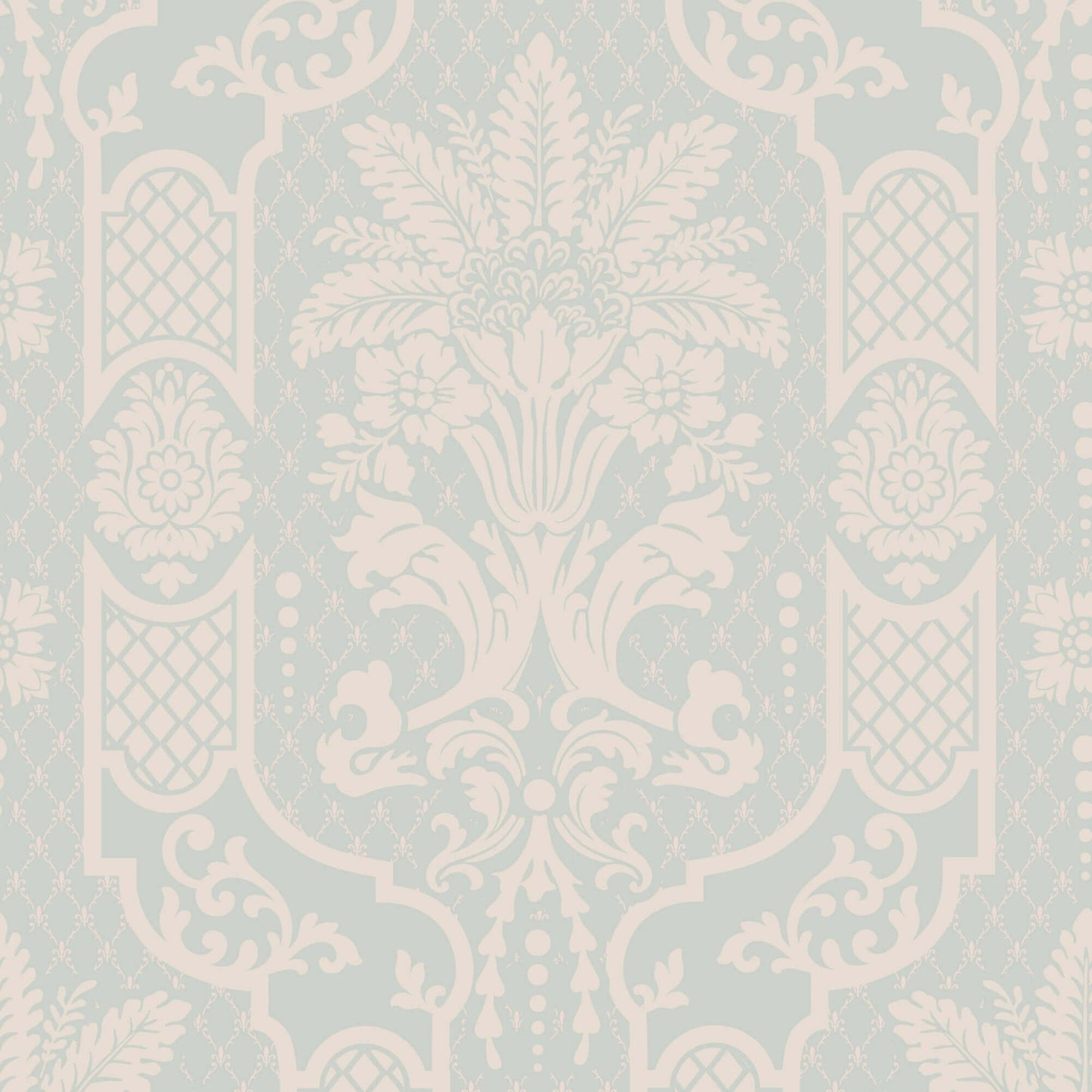 Mitchell Black Columnar Bloom Wallpaper Sample - Cloud Blue