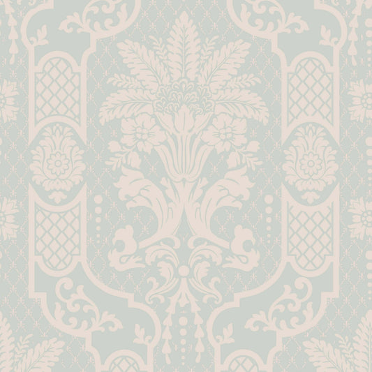 Mitchell Black Columnar Bloom Wallpaper - Cloud Blue