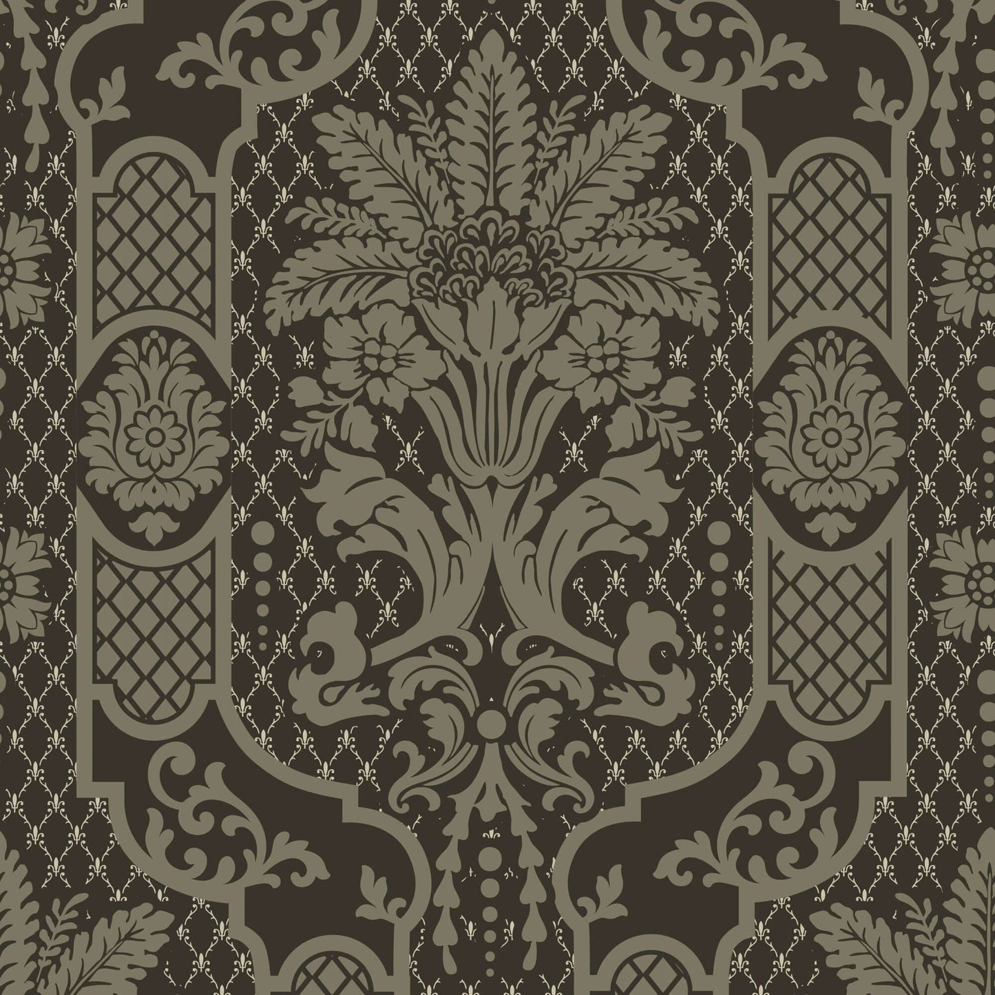 Mitchell Black Columnar Bloom Wallpaper Sample - Golden Knight
