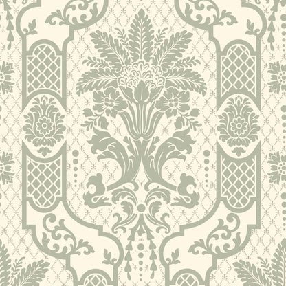 Mitchell Black Columnar Bloom Wallpaper - Thyme Green