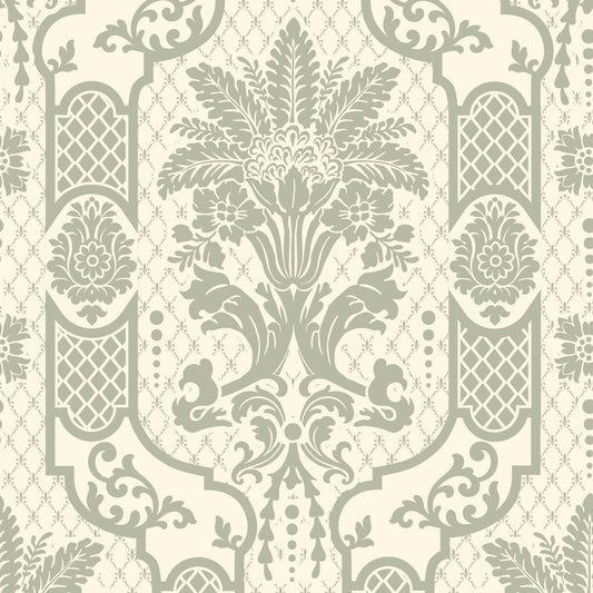 Mitchell Black Columnar Bloom Wallpaper - Thyme Green