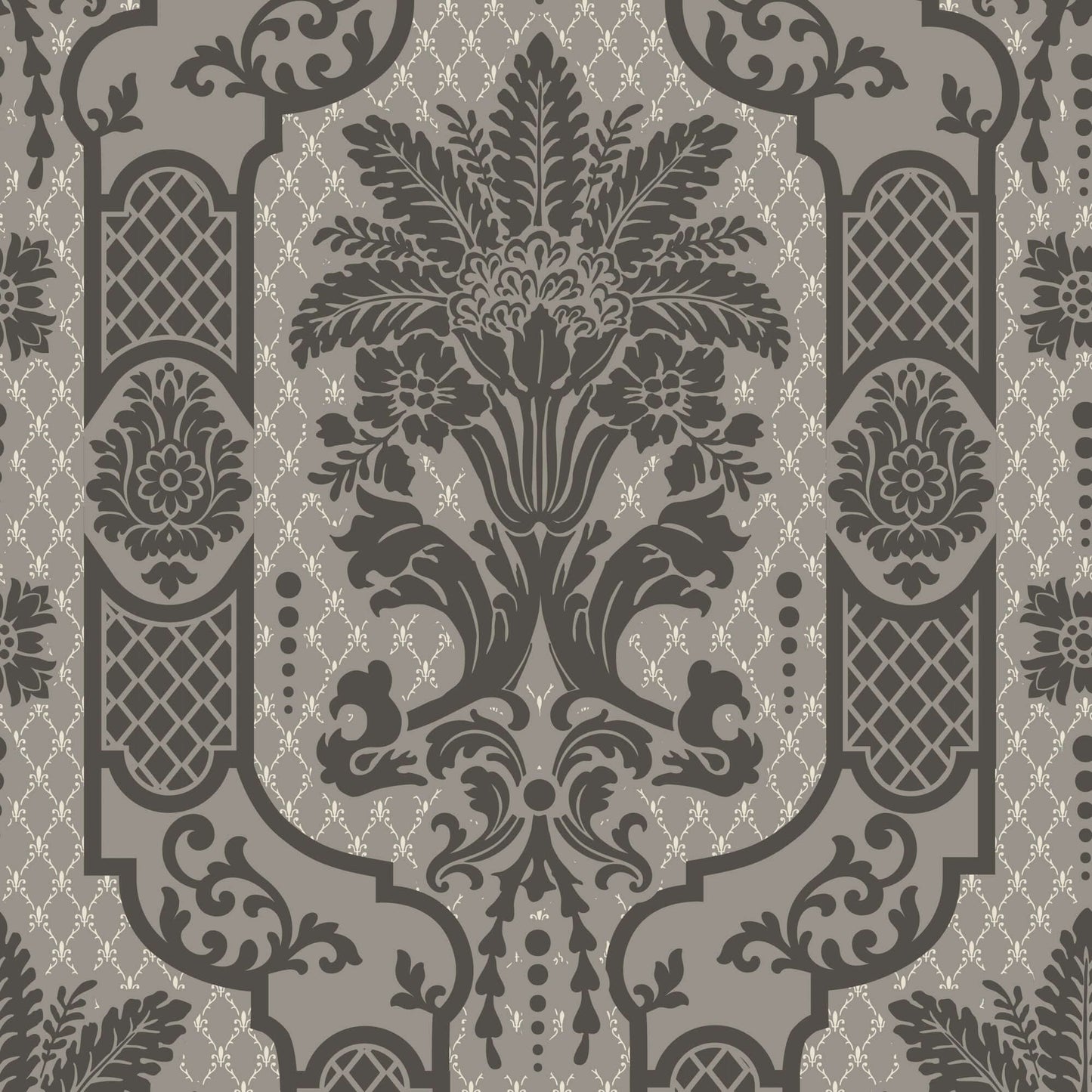 Mitchell Black Columnar Bloom Wallpaper Sample - Umber Ink