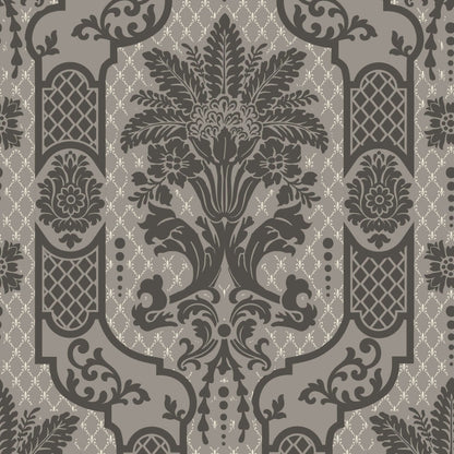 Mitchell Black Columnar Bloom Wallpaper - Umber Ink