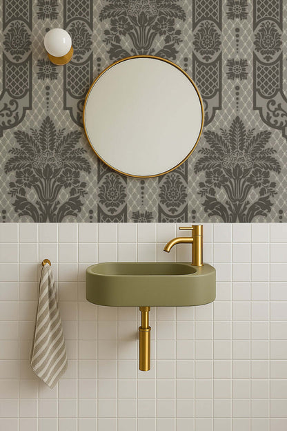 Mitchell Black Columnar Bloom Wallpaper - Umber Ink