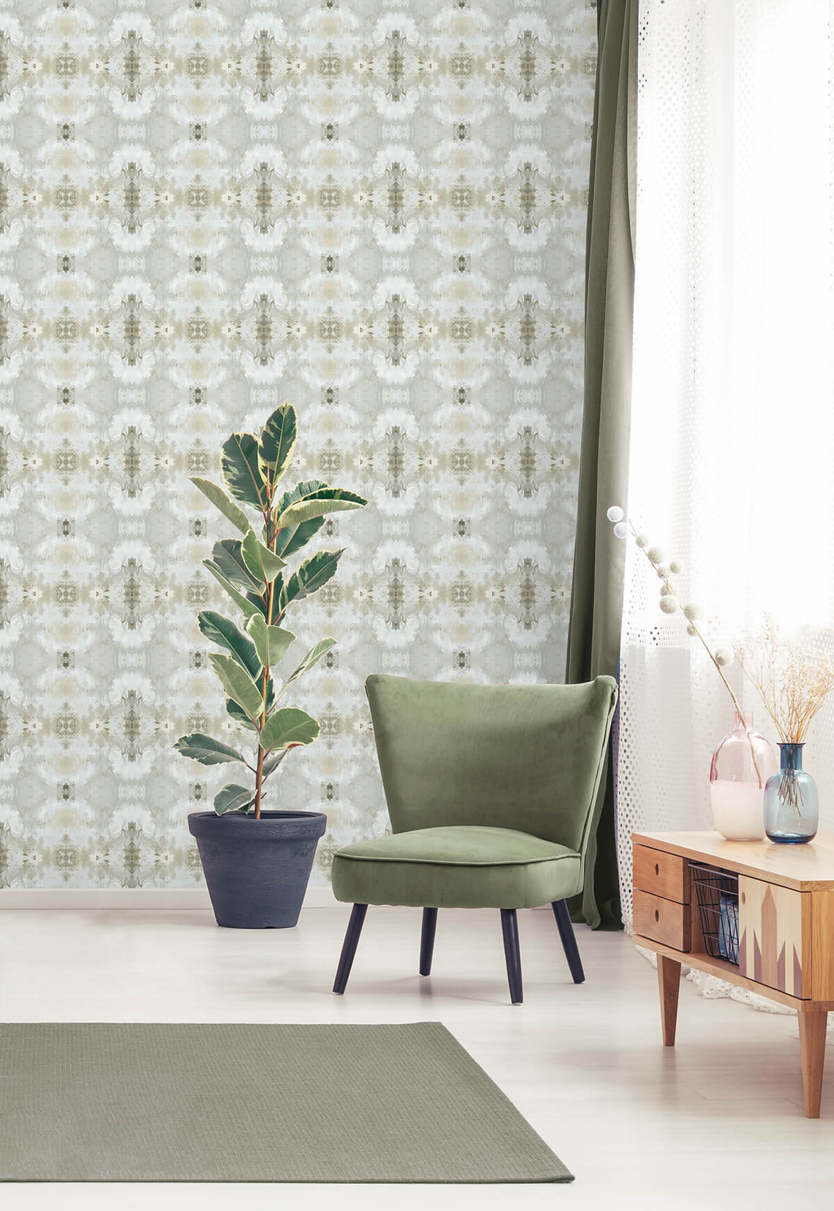 Daisy Bennett West Boulevard Collection Kaleidoscope Wallpaper - Grey