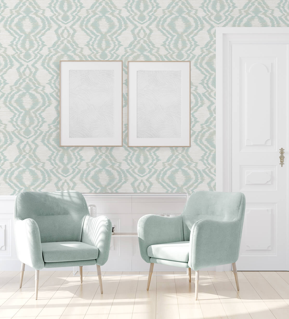 Daisy Bennett West Boulevard Collection Moirella Wallpaper - Seaglass