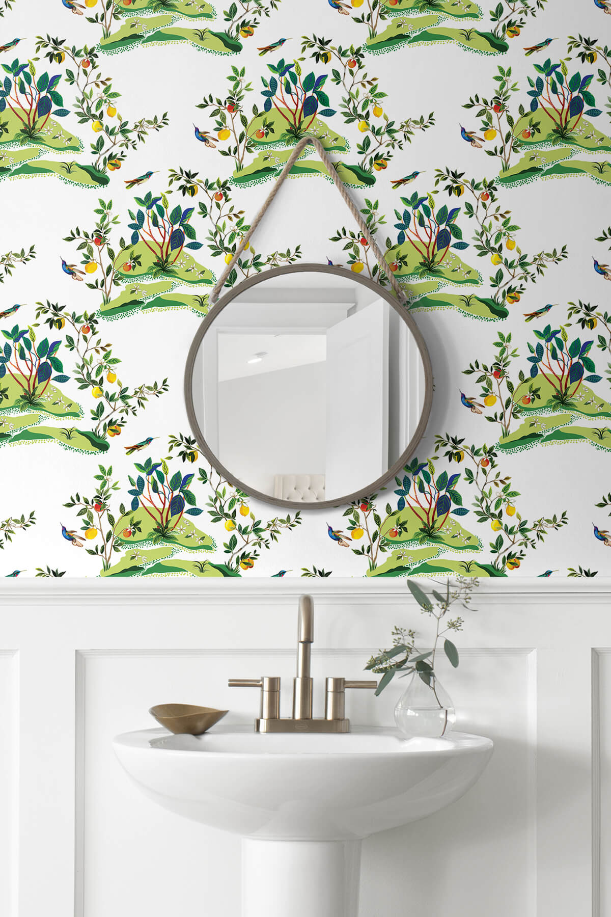 Daisy Bennett West Boulevard Collection Citrus Hummingbird Wallpaper - White