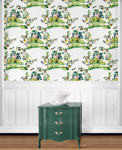 Daisy Bennett West Boulevard Collection Citrus Hummingbird Wallpaper - White