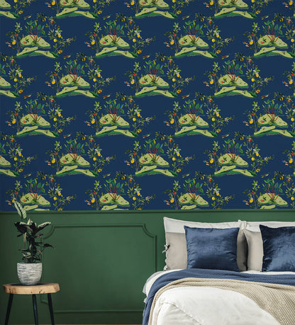 Daisy Bennett West Boulevard Collection Citrus Hummingbird Wallpaper - Navy Blue