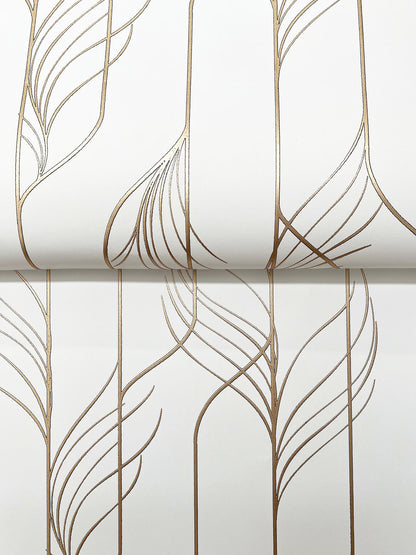 Candice Olson Decadence Elemental Thread Wallpaper - White & Gold