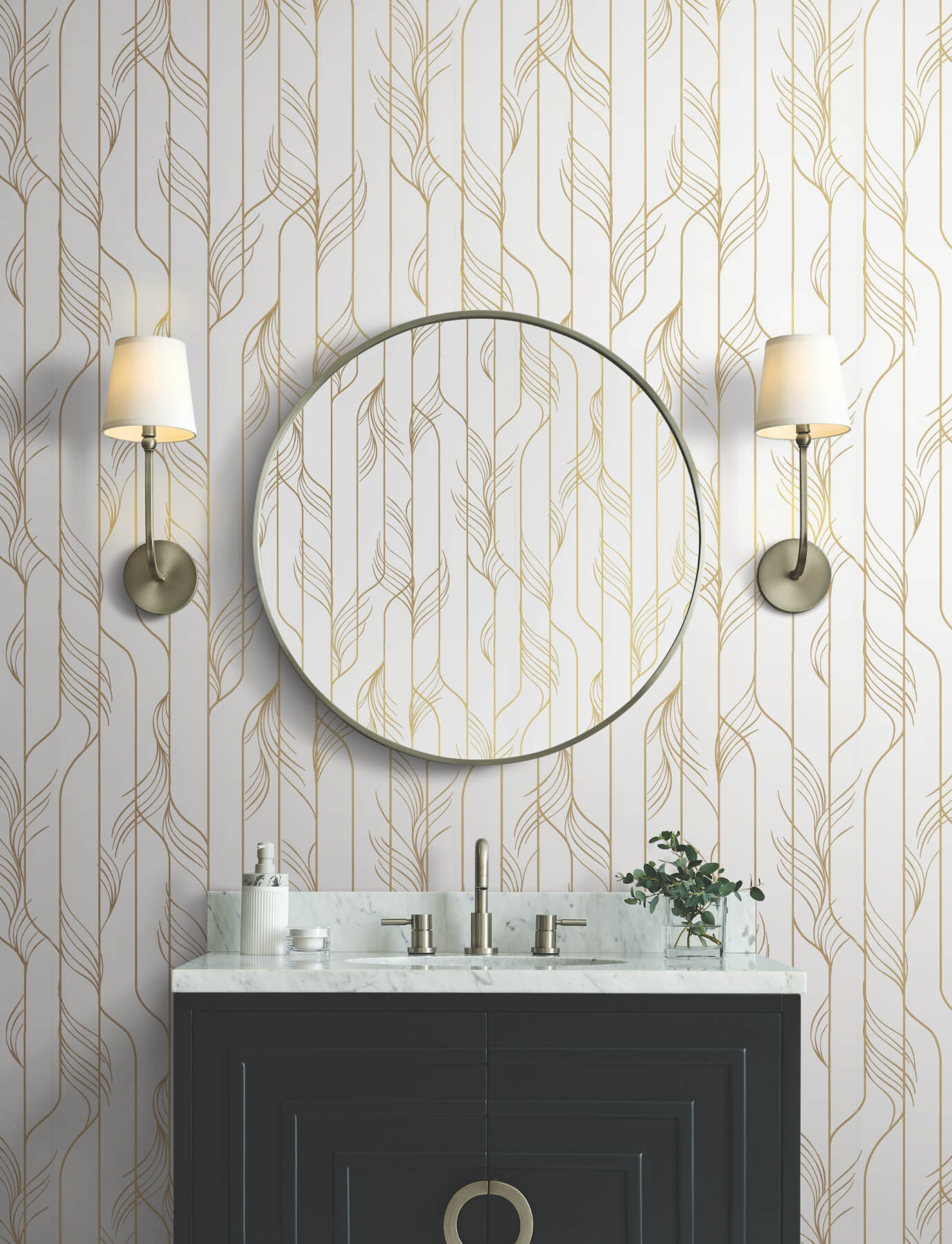 Candice Olson Decadence Elemental Thread Wallpaper - White & Gold