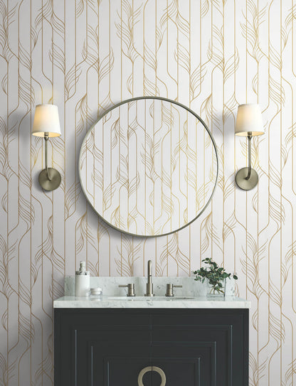 Candice Olson Decadence Elemental Thread Wallpaper - White & Gold