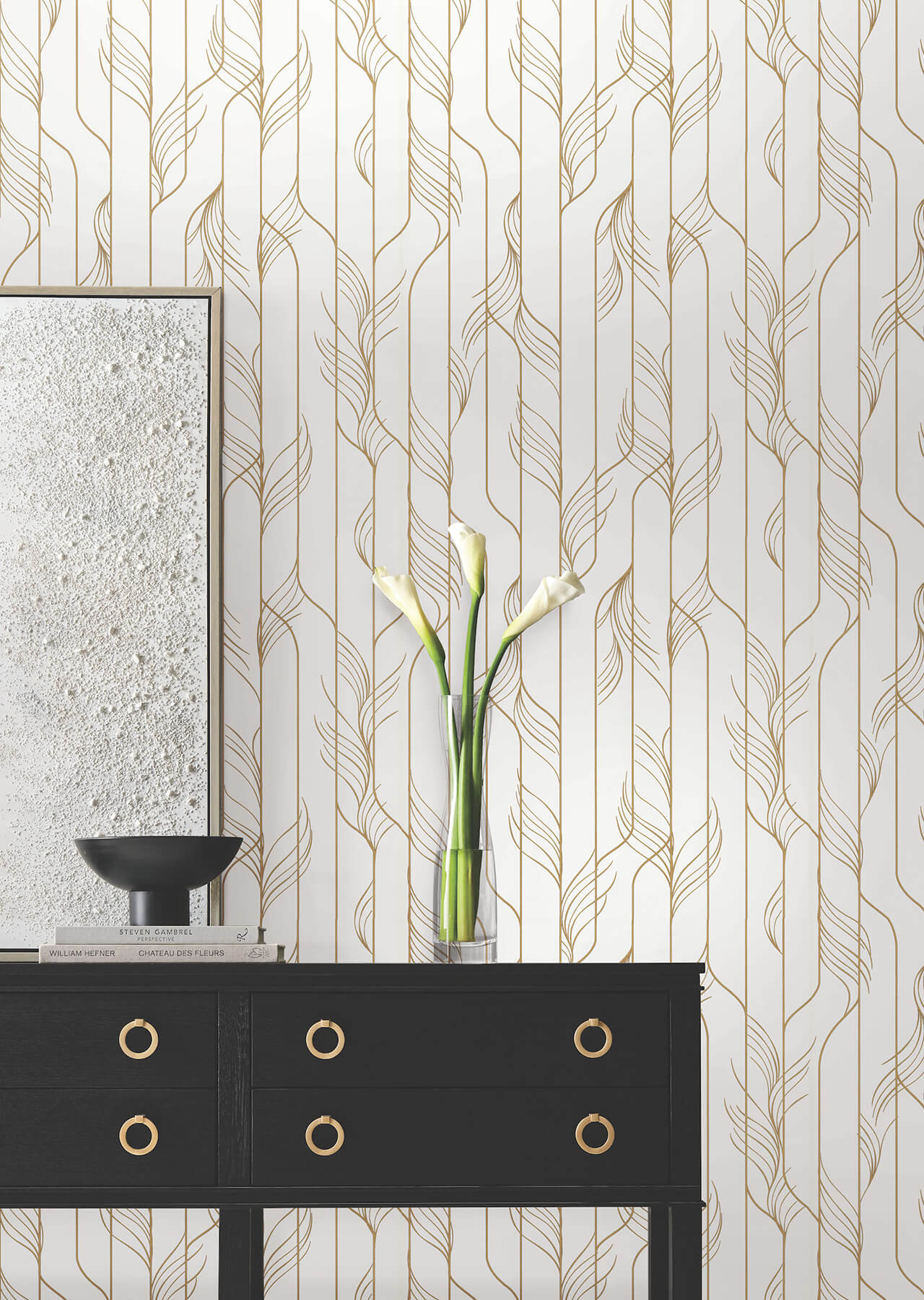Candice Olson Decadence Elemental Thread Wallpaper - White & Gold