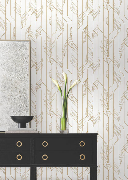 Candice Olson Decadence Elemental Thread Wallpaper - White & Gold