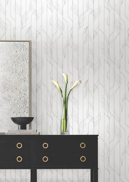 Candice Olson Decadence Elemental Thread Wallpaper - White & Silver