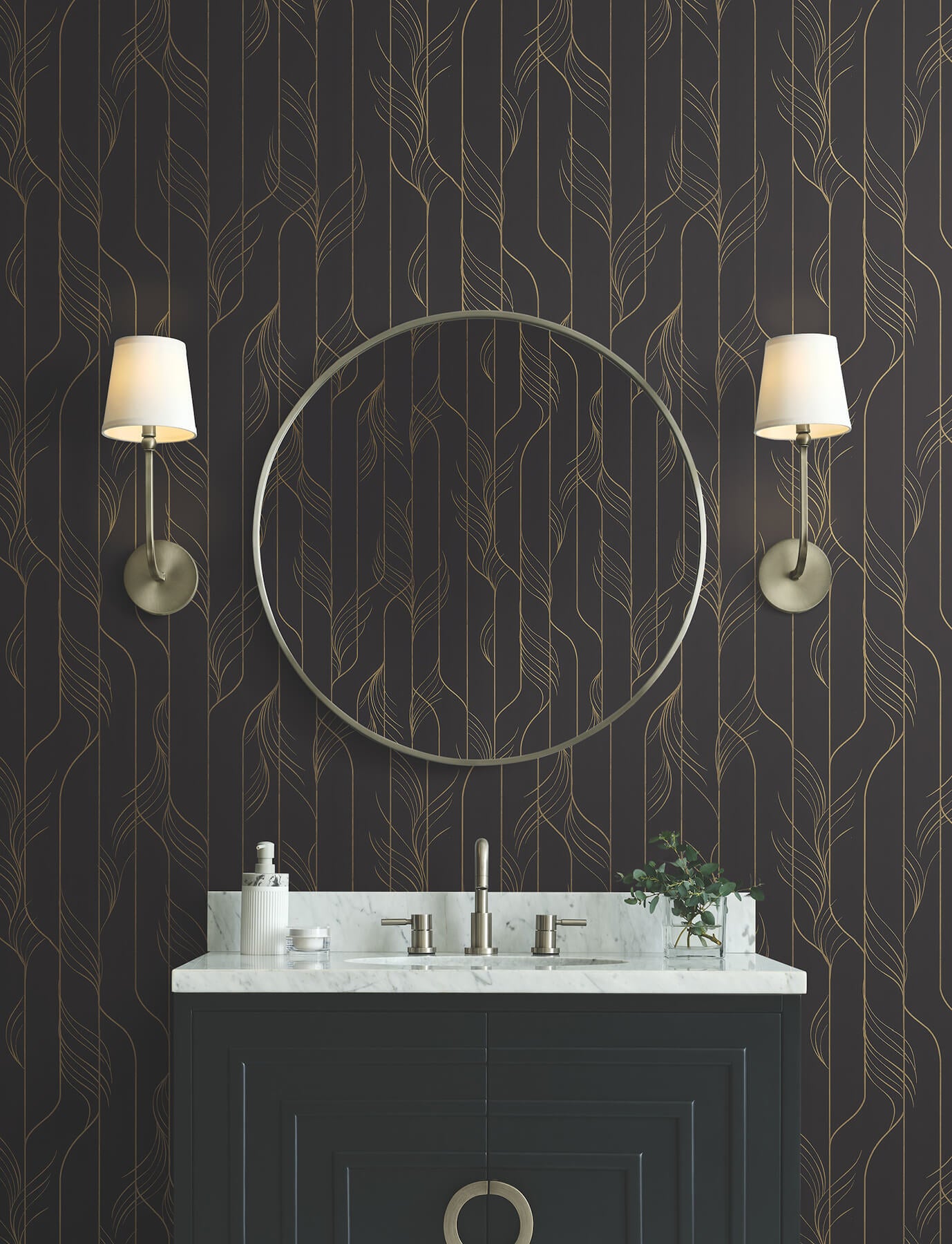 Candice Olson Decadence Elemental Thread Wallpaper - Black & Gold
