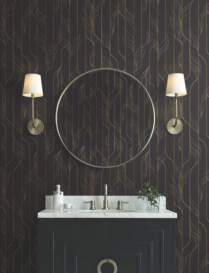 Candice Olson Decadence Elemental Thread Wallpaper - Black & Gold