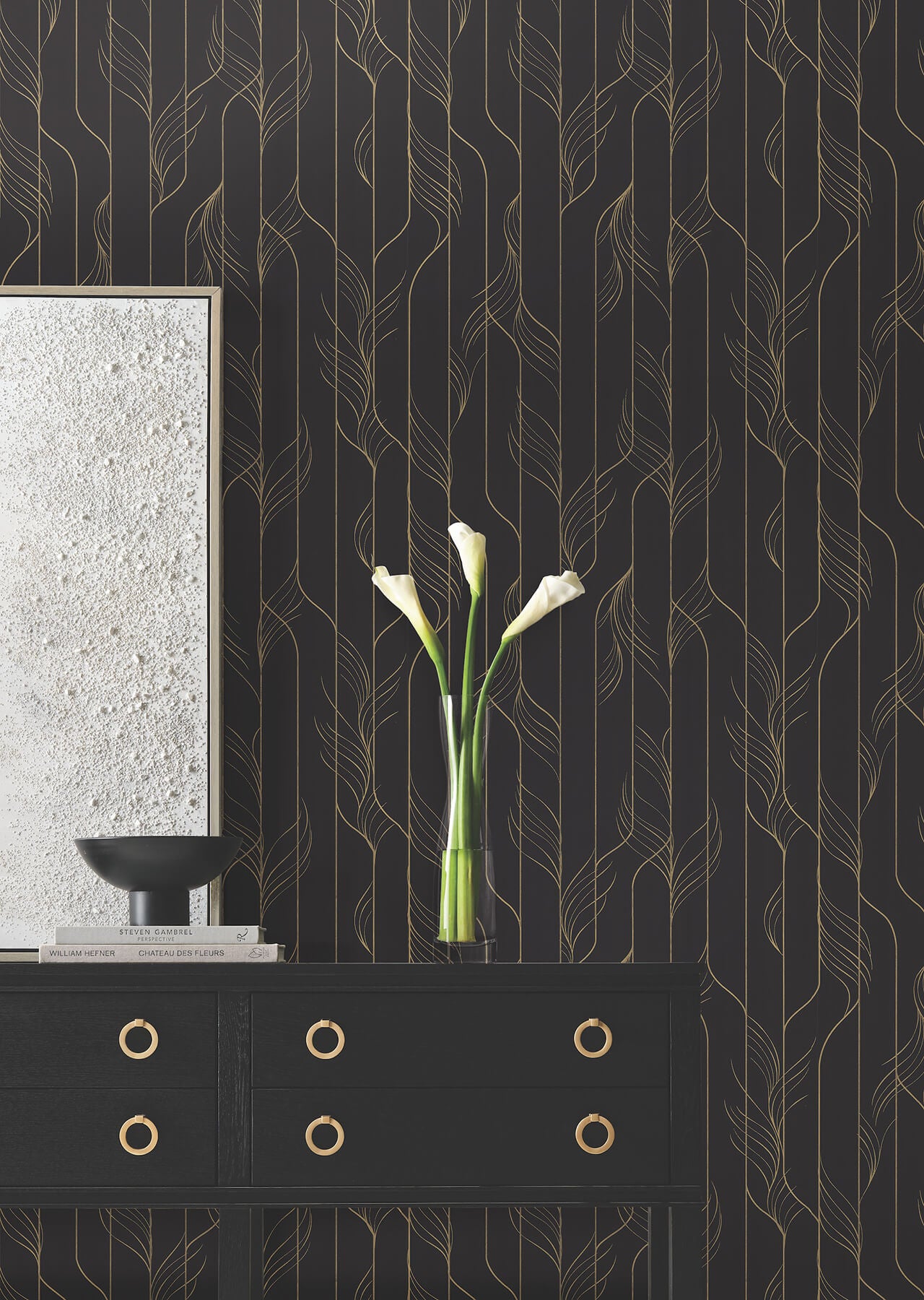 Candice Olson Decadence Elemental Thread Wallpaper - Black & Gold