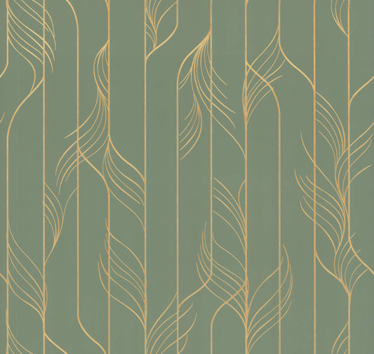 Candice Olson Decadence Elemental Thread Wallpaper - Green & Gold