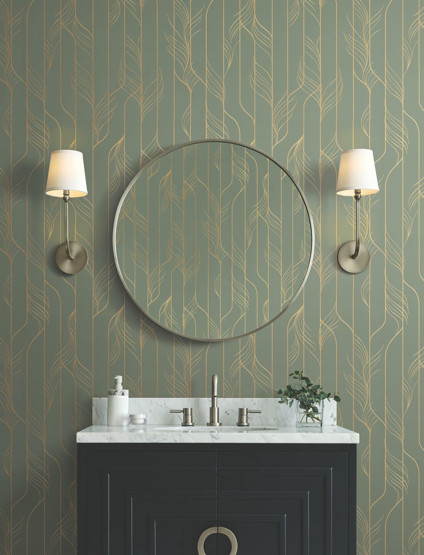 Candice Olson Decadence Elemental Thread Wallpaper - Green & Gold