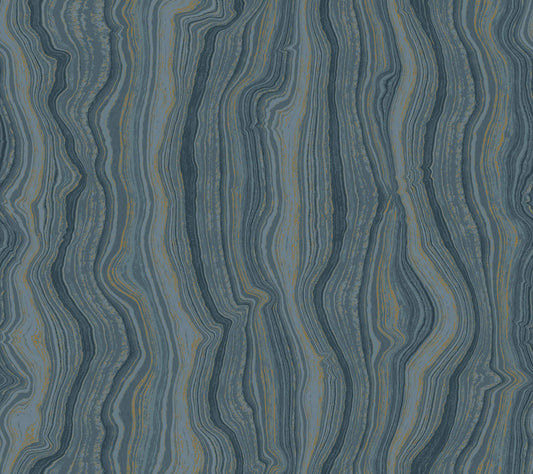 Candice Olson Decadence Mineral Shimmer Wallpaper - Denim & Gold