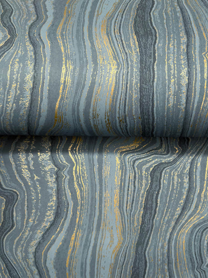 Candice Olson Decadence Mineral Shimmer Wallpaper - Denim & Gold