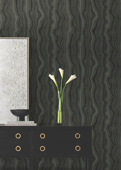 Candice Olson Decadence Mineral Shimmer Wallpaper - Black & Gold