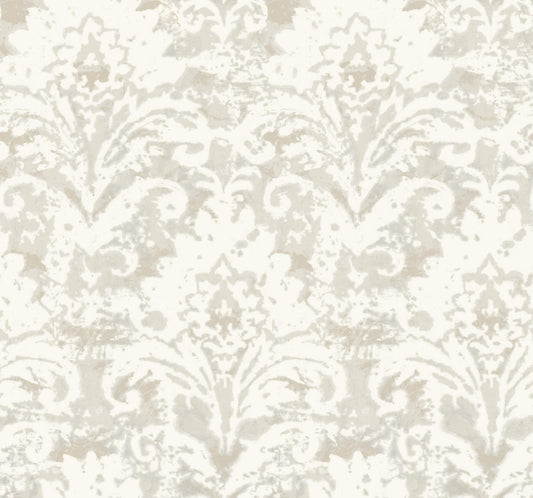 Candice Olson Decadence Velvet Crush Damask Wallpaper - Cream & Pearl