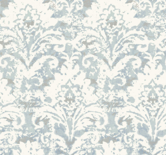 Candice Olson Decadence Velvet Crush Damask Wallpaper - Blue & Pearl