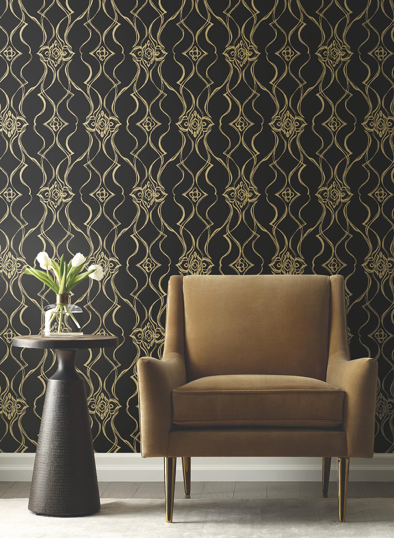Candice Olson Decadence Pirouette Wallpaper - Black & Gold