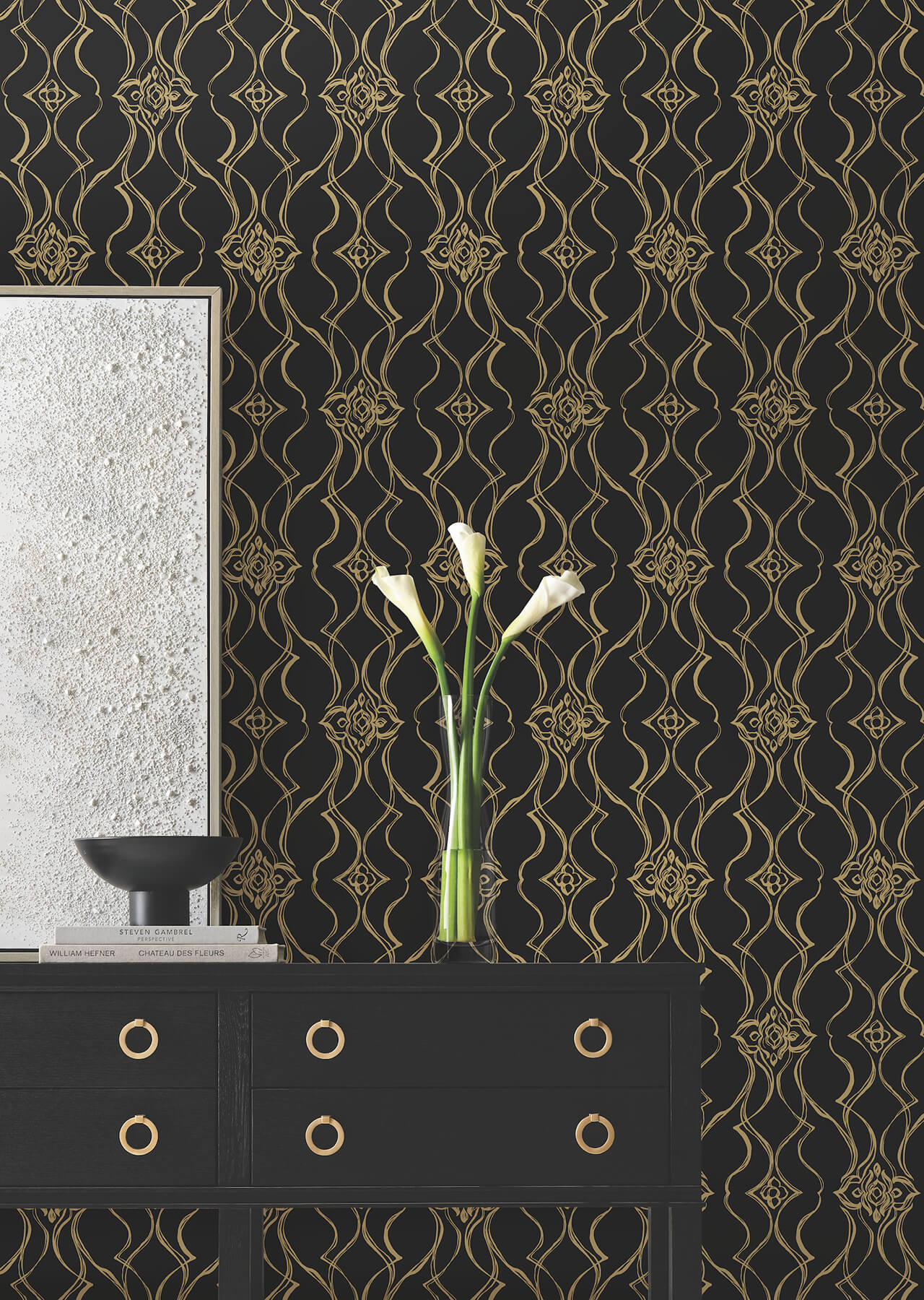 Candice Olson Decadence Pirouette Wallpaper - Black & Gold