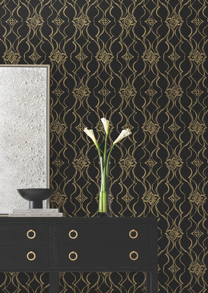 Candice Olson Decadence Pirouette Wallpaper - Black & Gold