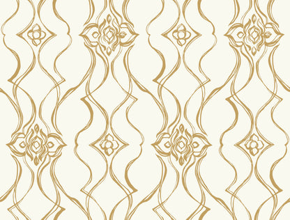 Candice Olson Decadence Pirouette Wallpaper - White & Gold