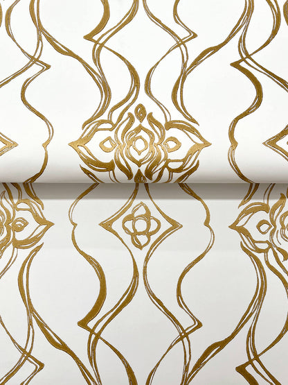 Candice Olson Decadence Pirouette Wallpaper - White & Gold