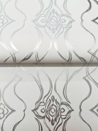 Candice Olson Decadence Pirouette Wallpaper - White & Silver