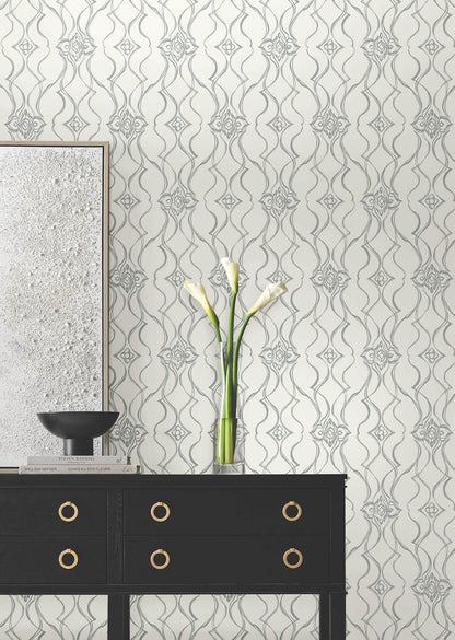 Candice Olson Decadence Pirouette Wallpaper - White & Silver