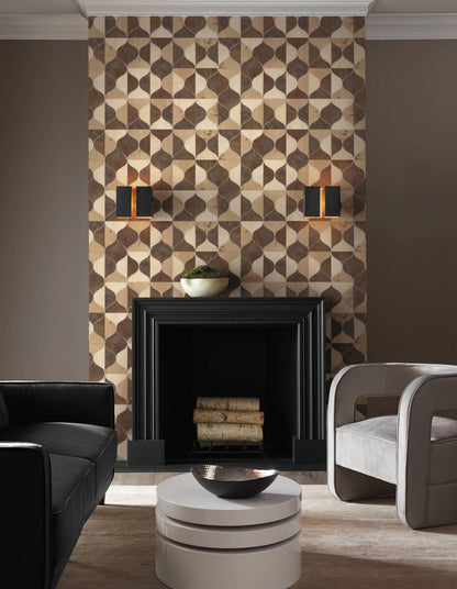 Candice Olson After 8 Burlwood Ogee Wallpaper - Warm Neutral