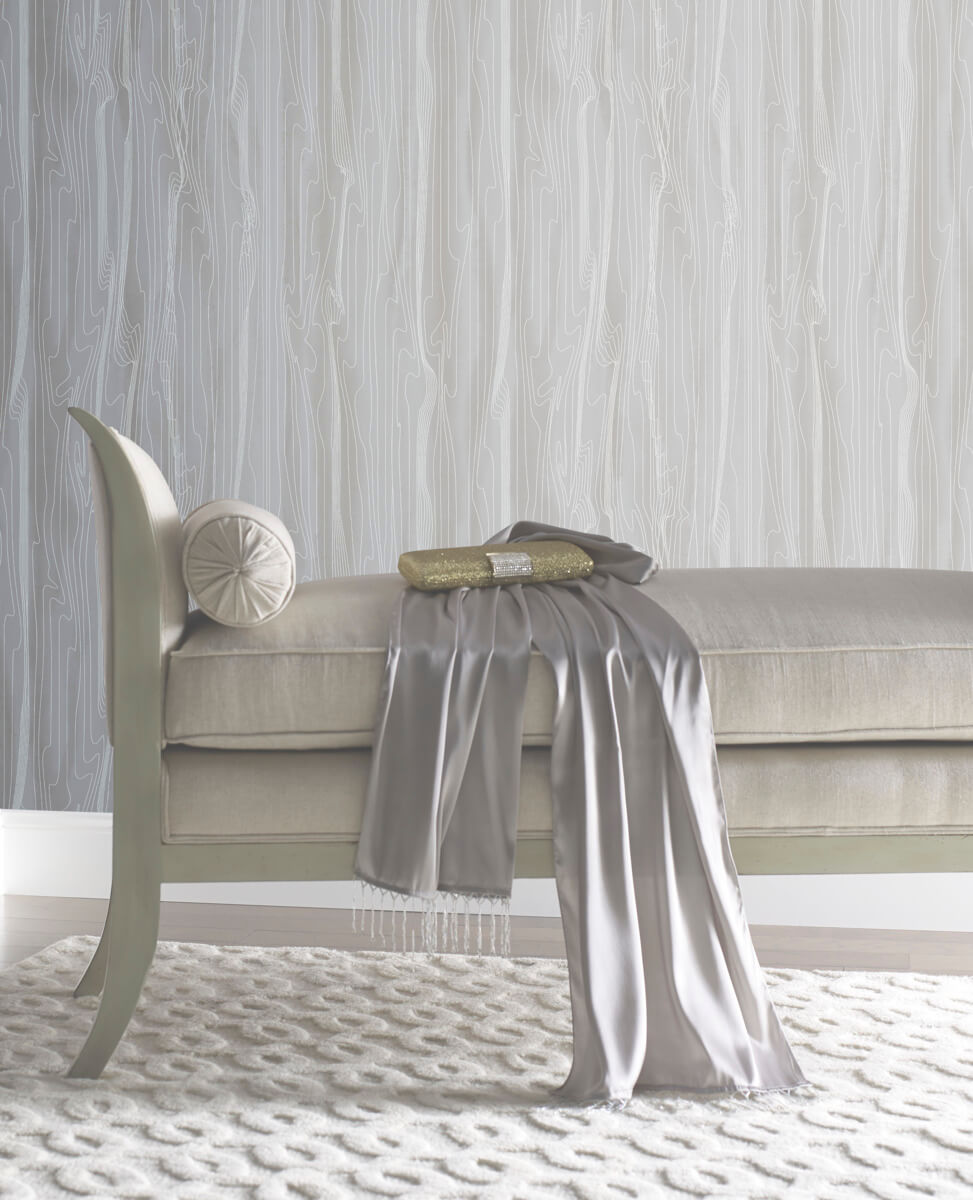 Candice Olson After 8 Fantasy Faux Bois Wallpaper - Grey & White