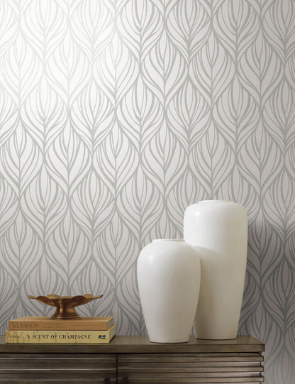 Candice Olson After 8 Palma Wallpaper - White & Silver