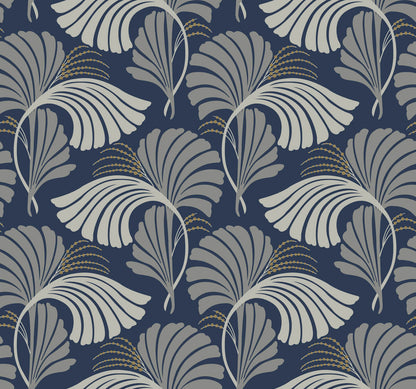 Candice Olson After 8 Dancing Leaves Wallpaper - Navy