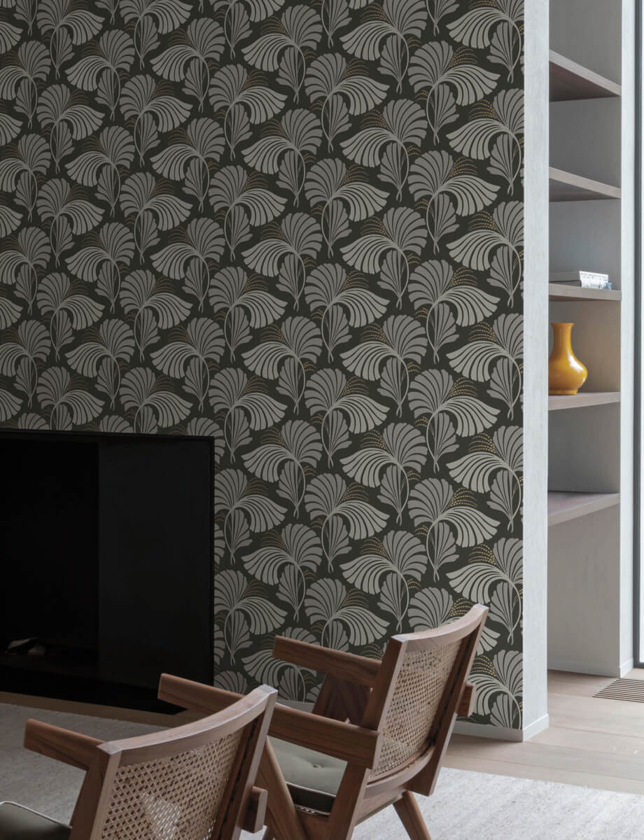 Candice Olson After 8 Dancing Leaves Wallpaper - Black