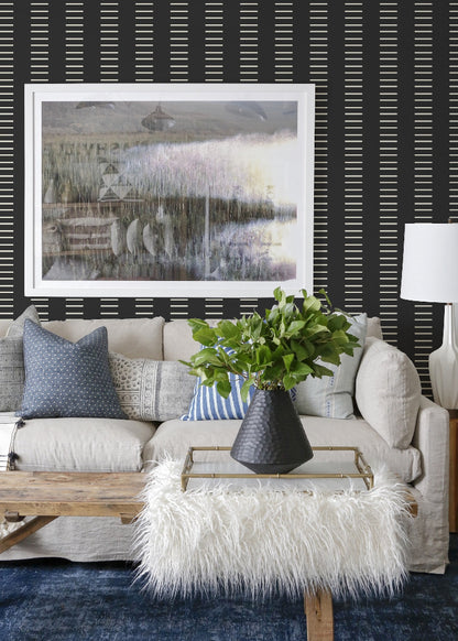 Mitchell Black Mrs Paranjape Dashing Wallpaper - Jet Black Reverse