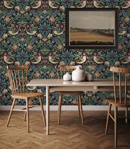 Seabrook Legacy Prints Fragaria Garden Wallpaper - Ebony