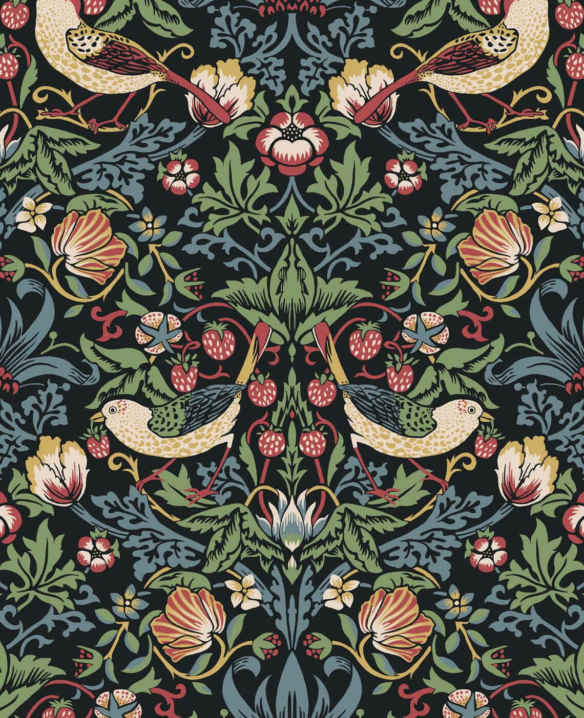 Seabrook Legacy Prints Fragaria Garden Wallpaper - Ebony