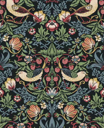 Seabrook Legacy Prints Fragaria Garden Wallpaper - Ebony