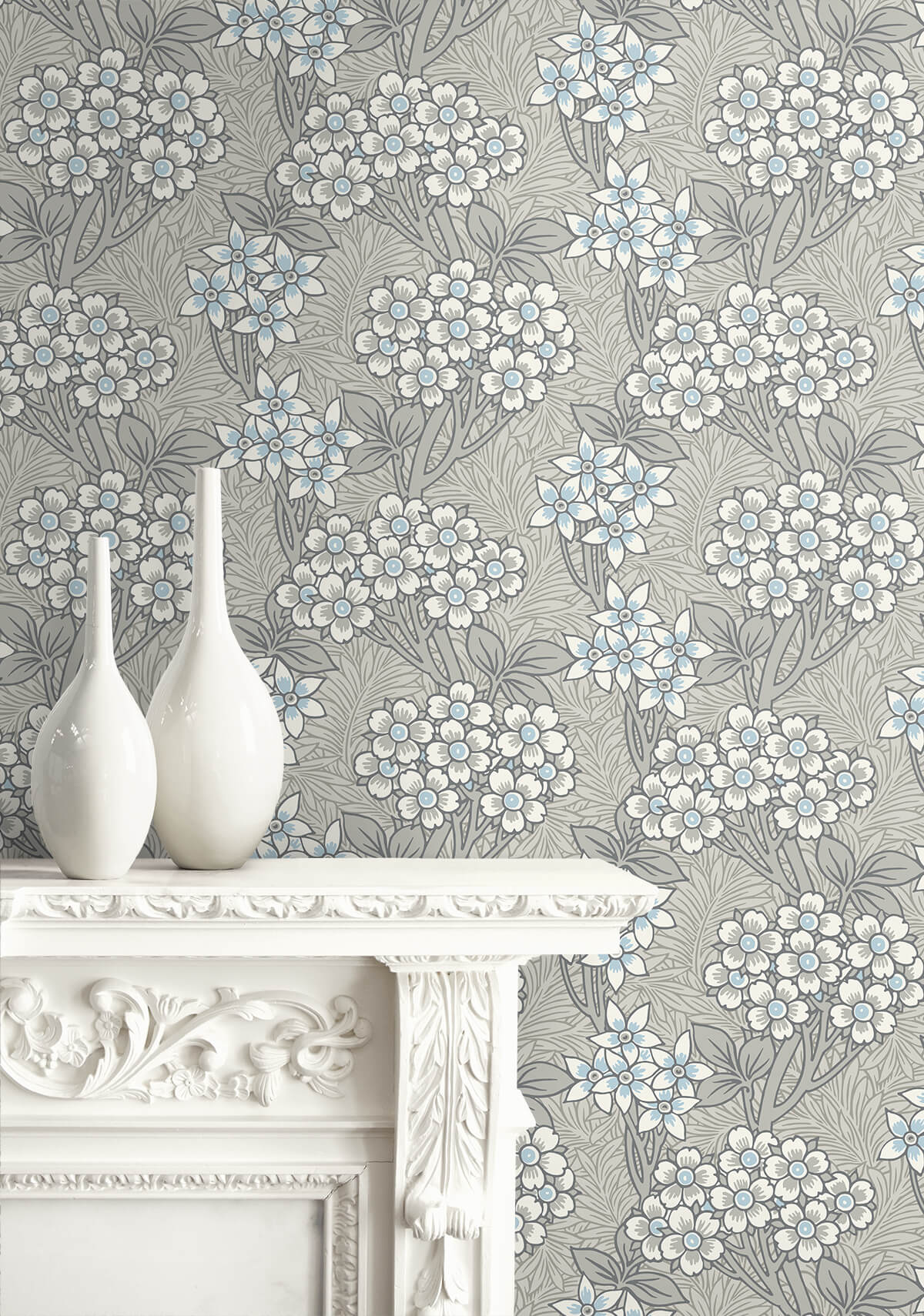 ET12005 Seabrook Legacy Prints Floral Vine Wallpaper - Daydream Grey ...