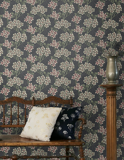 Seabrook Legacy Prints Floral Vine Wallpaper - Smoke & Laurel Green