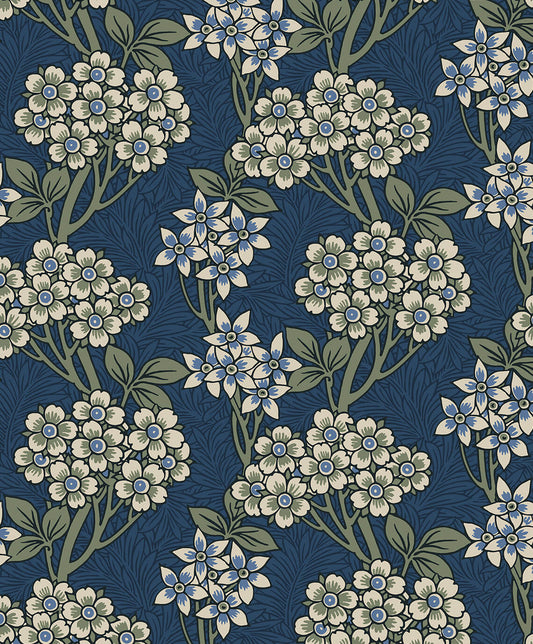 Seabrook Legacy Prints Floral Vine Wallpaper - Blue Jay & Sage